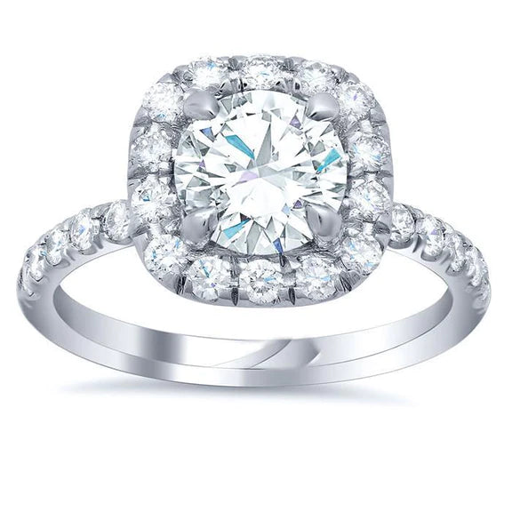 Solitaire With Accents Halo Natural Diamond Ring 4.60 Carats