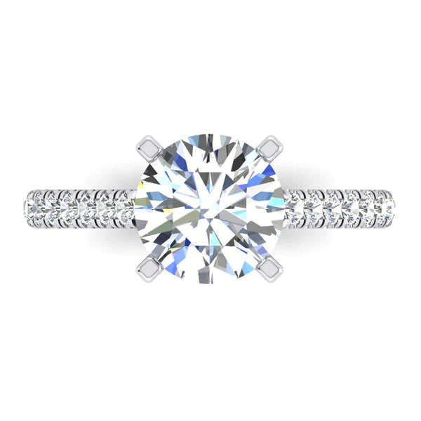 Solitaire With Accents Ring 2.75 Carats Real Diamond