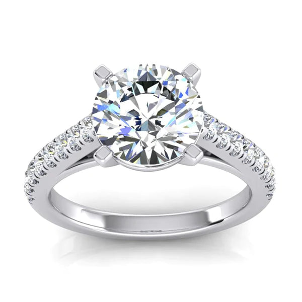 Solitaire With Accents Ring 2.75 Carats Real Diamond