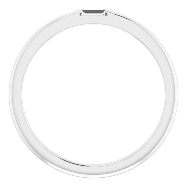 Solitaire Wedding Band Straight Baguette Lab Grown Diamond 0.40 Carats White Gold 14K