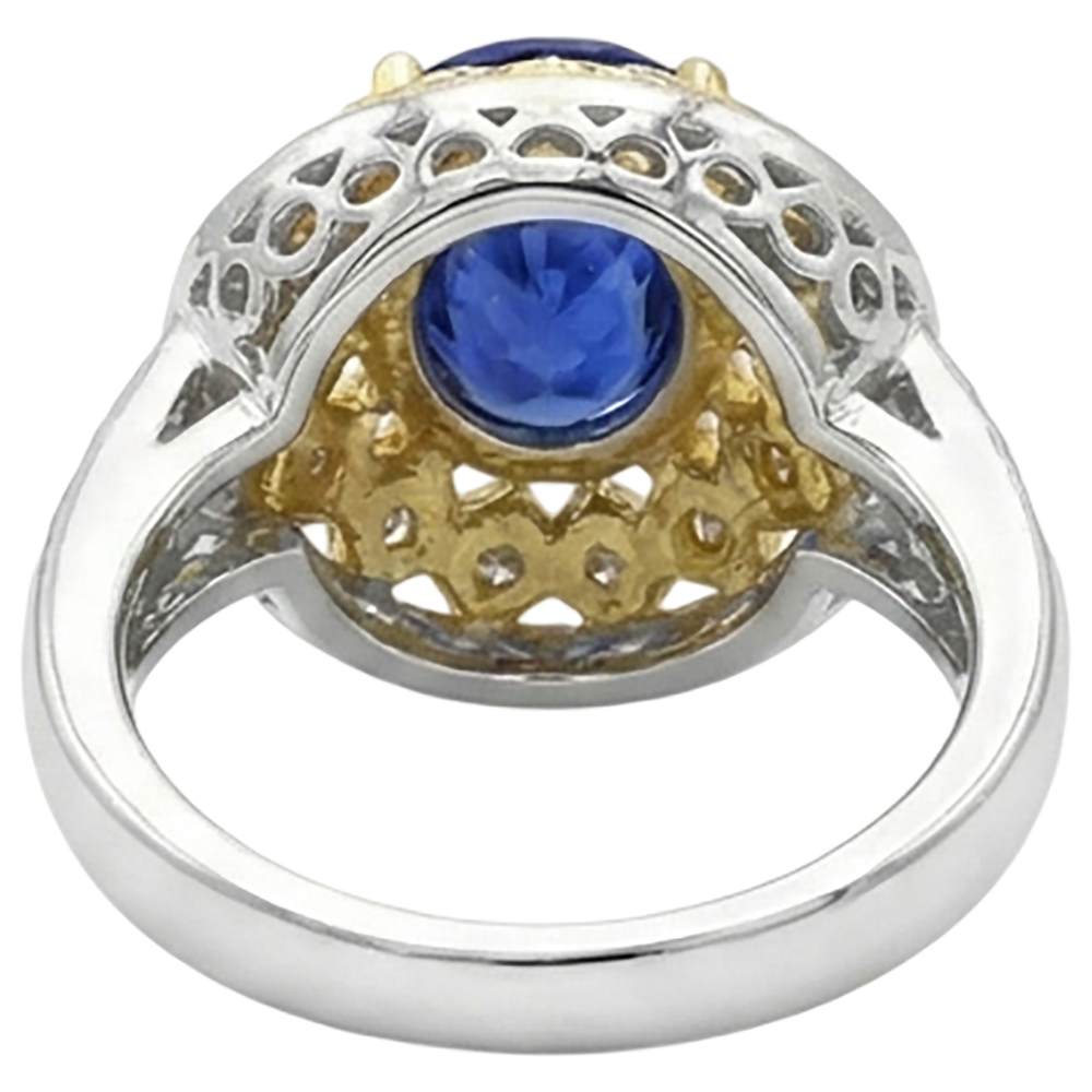 Sparkling 3.11 Ct Oval Tanzanite Natural Earth Mined Diamond ( Not Lab Grown ) s Ring Two Tone Gold