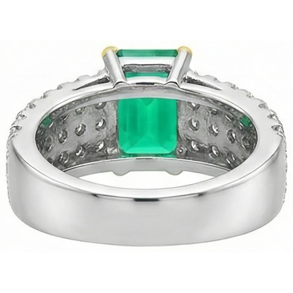Natural Colombian Emerald Gemstone Ring – back view