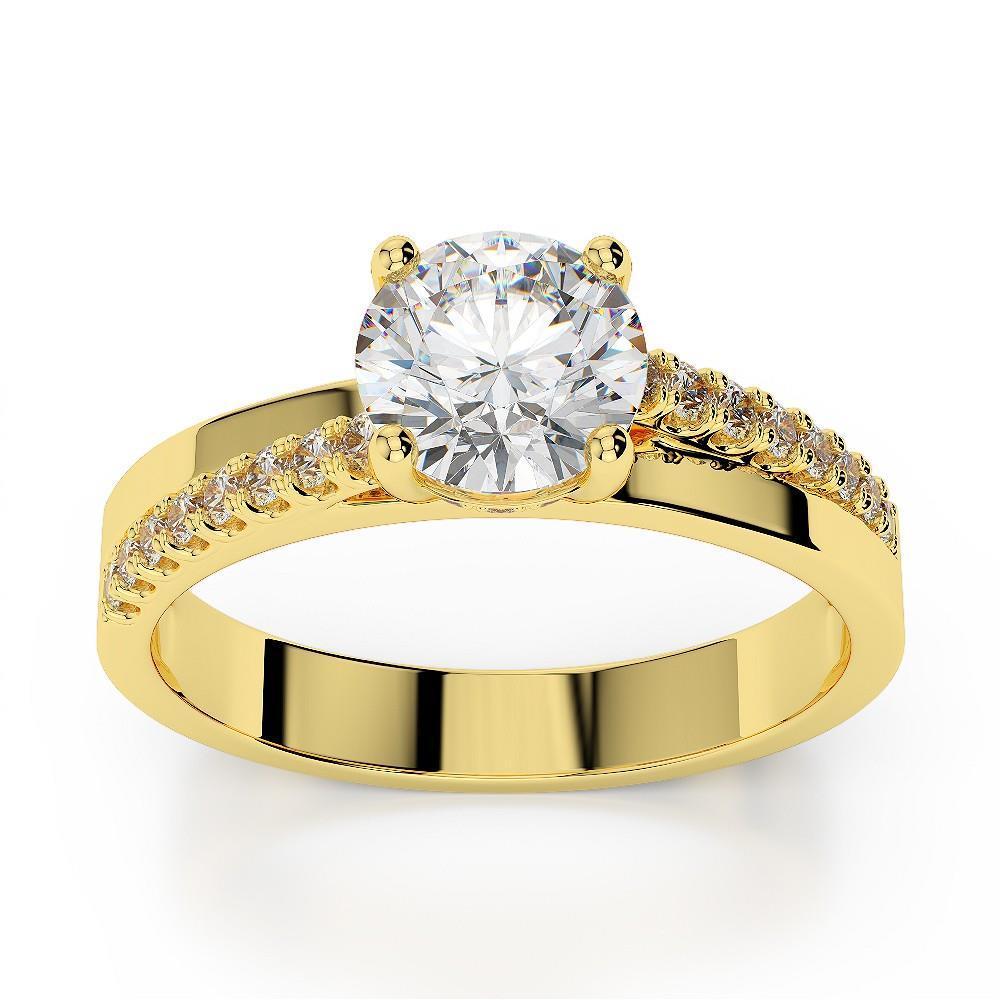 Sparkling 2.65 Carats Real Diamond Wedding Ring Yellow Gold 14K