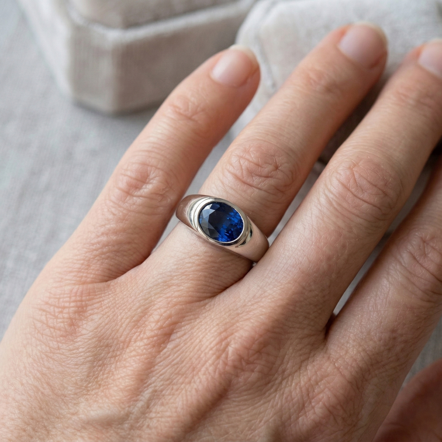 Sparkling 2 Carat Oval Ceylon Blue Sapphire Solitaire Ring