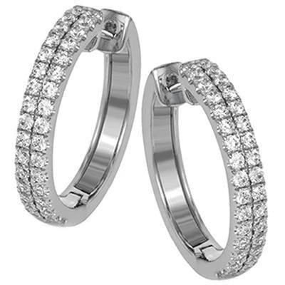 Sparkling 3.20 Carats Round Cut Real Diamonds Women Hoop Earrings Gold - Hoop Earrings-harrychadent.ca