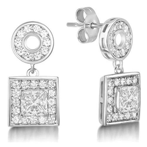 Sparkling 3.70 Carats Brilliant Cut Genuine Diamond Dangle Earrings