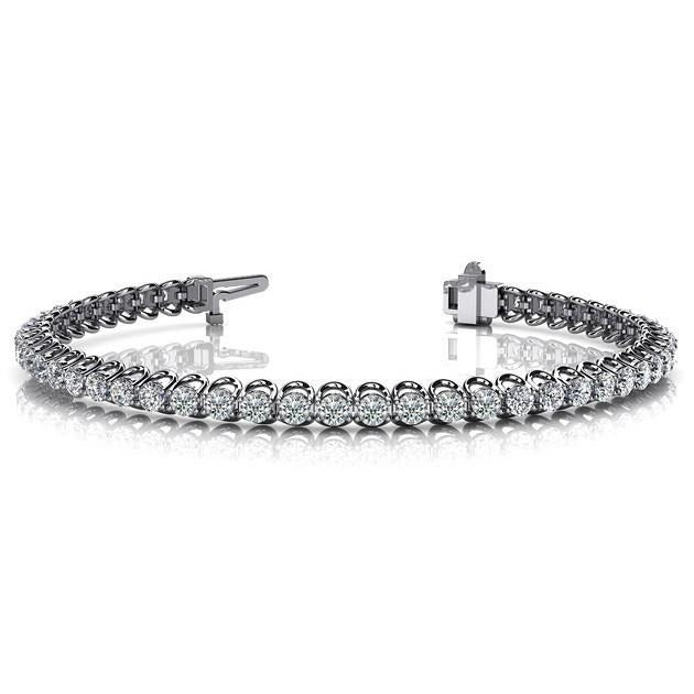 Sparkling 6.50 Carats Genuine Diamonds Tennis Bracelet New WG 14K