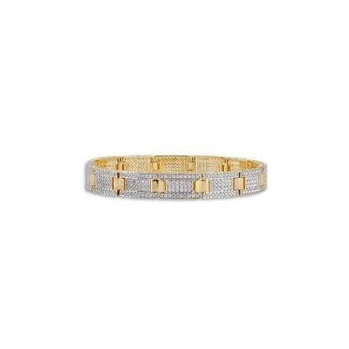 Sparkling Brilliant Cut 10.50 Carats Real Diamonds Mens Bracelet Yg 14K