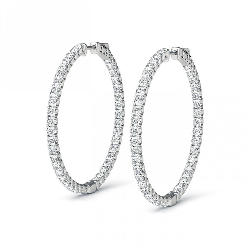 Sparkling Brilliant Cut 4.80 Ct Real Diamonds Hoop Earrings Ladies - Hoop Earrings-harrychadent.ca