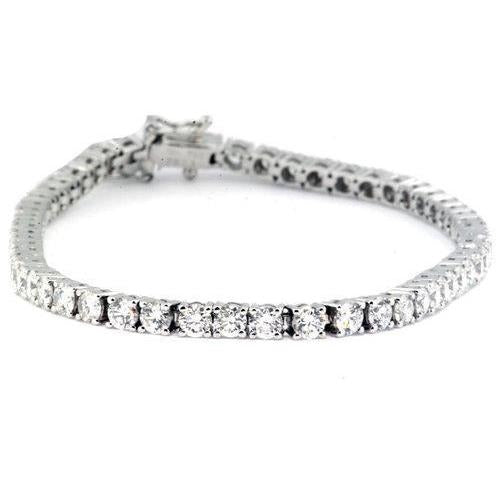 Sparkling Brilliant Cut Real Diamonds Tennis Bracelet WG 14K 7.05 Carats - Tennis Bracelet-harrychadent.ca
