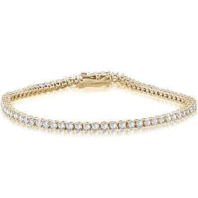 Sparkling Prong Set Real 7 Carats Diamonds Tennis Bracelet YG 14K