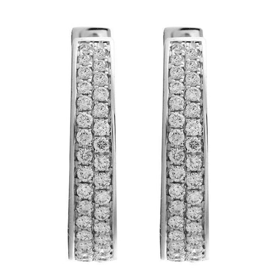 Sparkling Round Brilliant Cut 3.40 Ct Genuine Diamonds Women Hoop Earrings