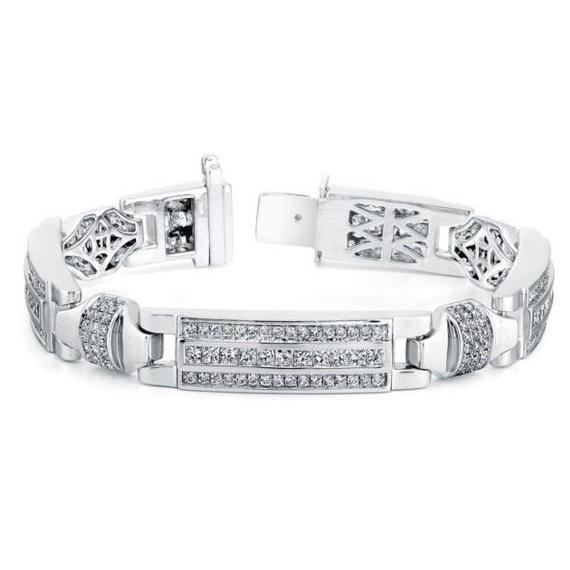 Sparkling Round Cut 12 Carats Real Diamonds Men's Bracelet