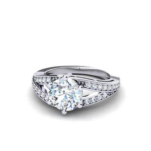 Sparkling Round Cut 2.20 Carats Natural Diamond Ring 14K White Gold
