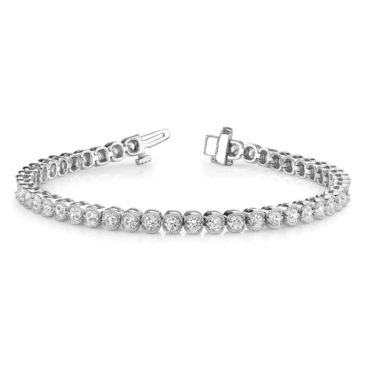 Sparkling Round Cut 6.45 Carats Real Diamonds Bracelet White Gold 14K