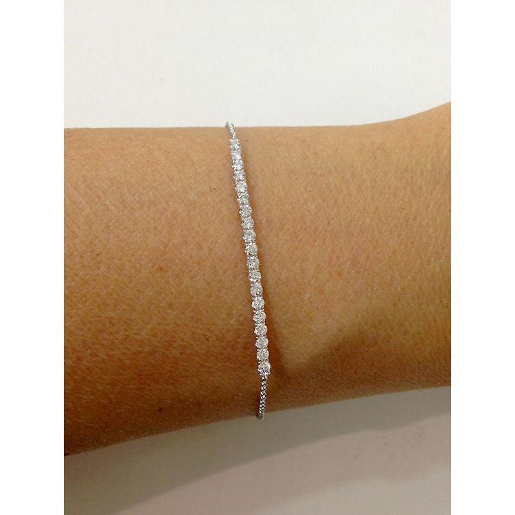 Sparkling Round Real Diamond Bracelet White Gold 14K 2 Carats
