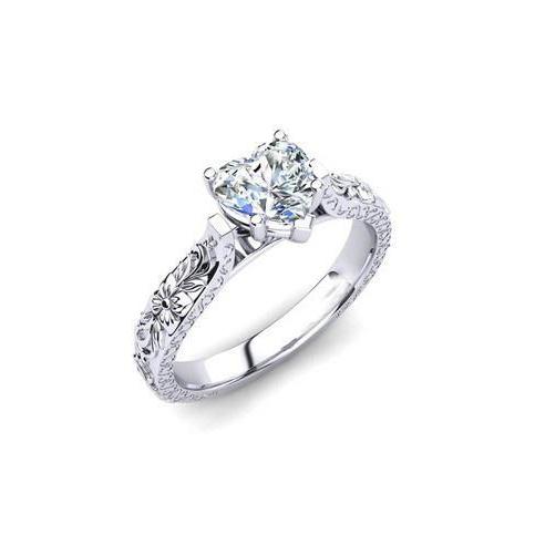 Sparkling Solitaire Heart Cut 2.25 Ct Real Diamond Engagement Ring