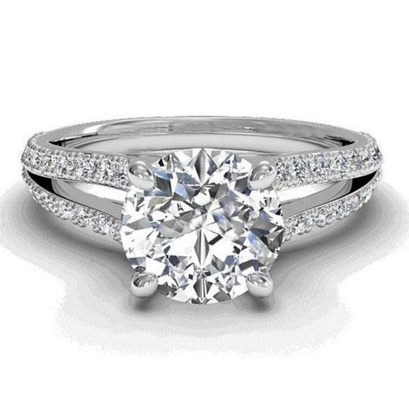 Sparkling Solitaire With Accent Real 3.50 Carats Diamond Engagement Ring