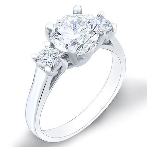 Sparkling Three Stone 1.90 Ct Genuine Diamonds Wedding Ring White Gold 14K