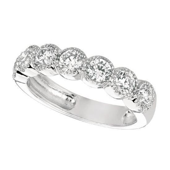 Sparkling 1.40 Carat Round Lab Grown DIamond Half Eternity Band White Gold 14K