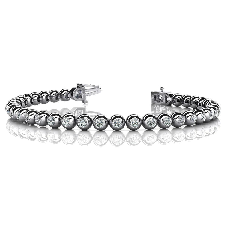 Sparkling Lab Grown Diamond Tennis Bracelet Bezel Set 8 Carat White Gold 14K