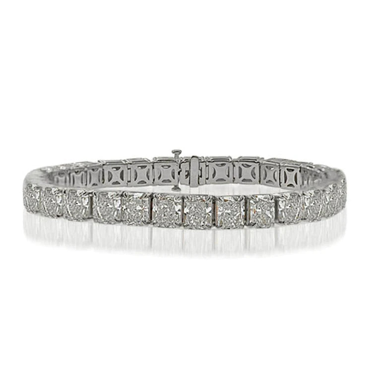 Sparkling Radiant Cut 50 Carats Lab Grown Diamonds Tennis Bracelet White Gold
