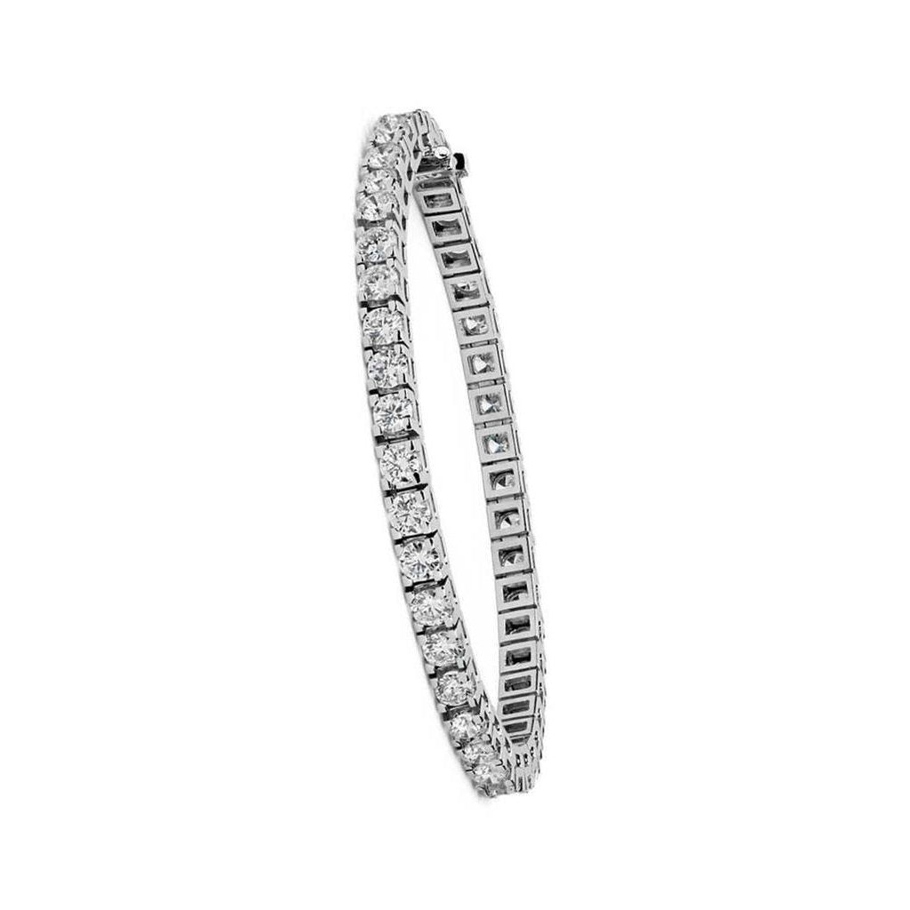 Sparkling Round Lab Grown Diamond Tennis Bracelet Solid White Gold 14K 8.40 Ct