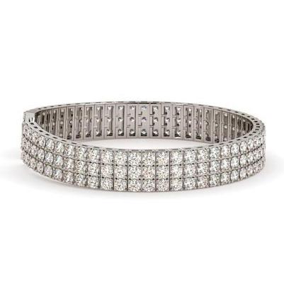 Sparkling Triple Row 12.50 Ct Lab Grown Diamonds Tennis Bracelet White Gold