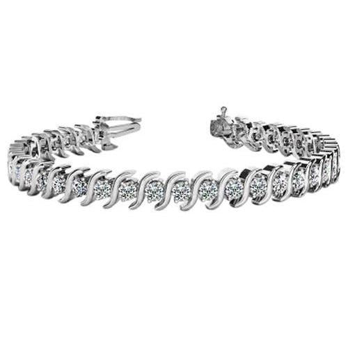 Sparkling White Gold Lab Grown Diamond S Style Tennis Bracelet 8.50 Carats