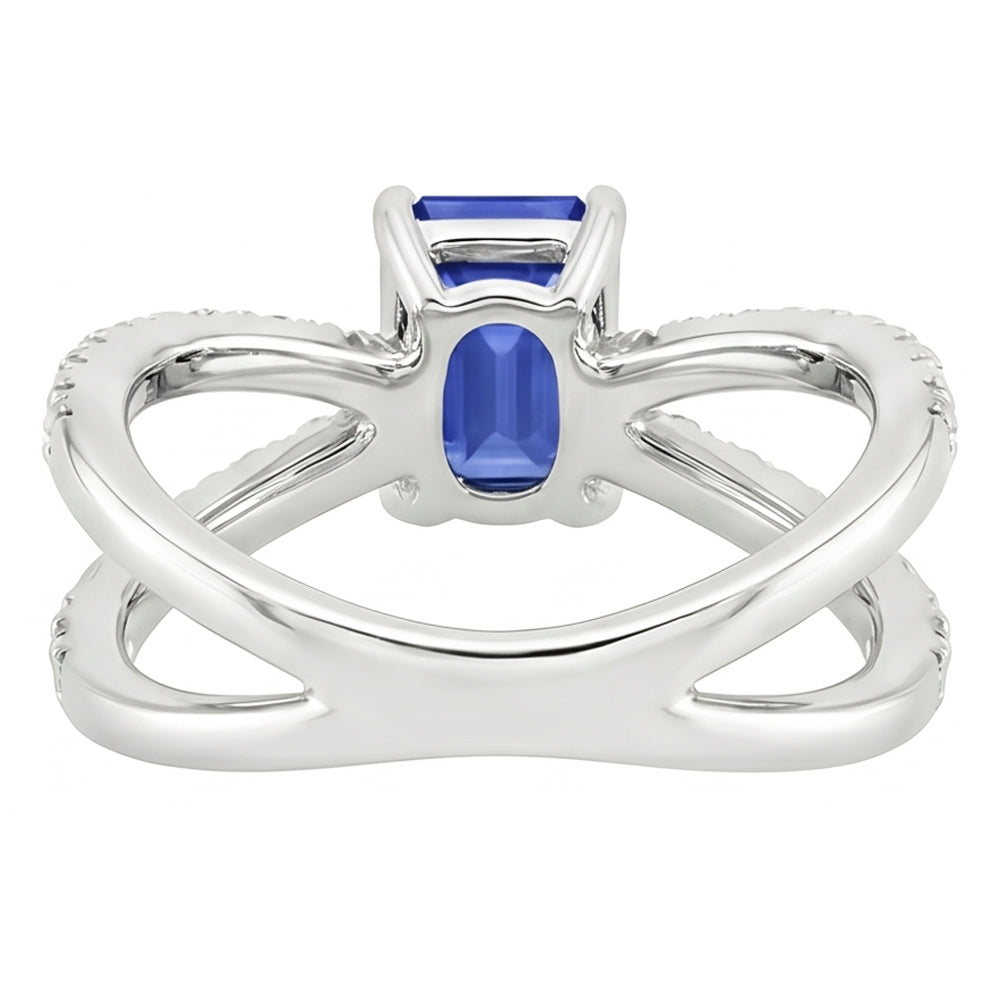 Split Shank Engagement Ring Blue Sapphire & Natural Earth Mined Diamond ( Not Lab Grown ) 4.25 Carats