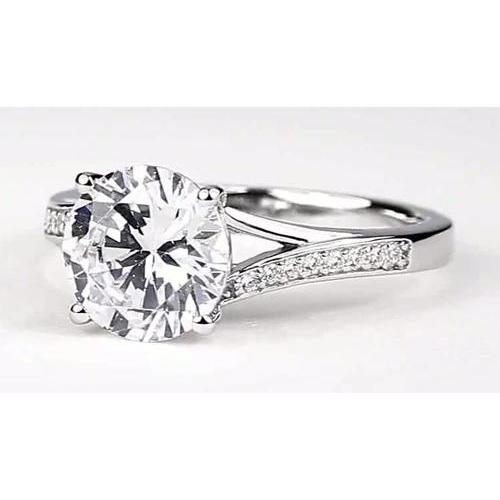 Split Shank Engagement Ring 2.50 Carats Round Real Diamond White Gold