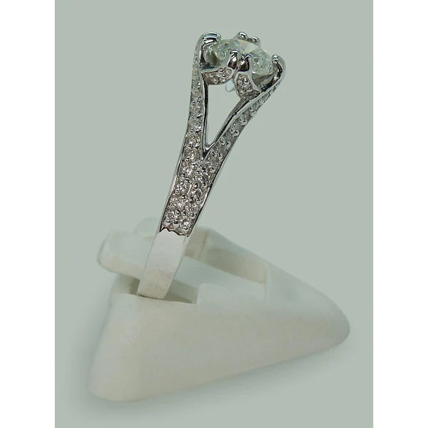 Split Shank Real Diamond Solitaire With Accents Engagement Ring 1.65 Carats