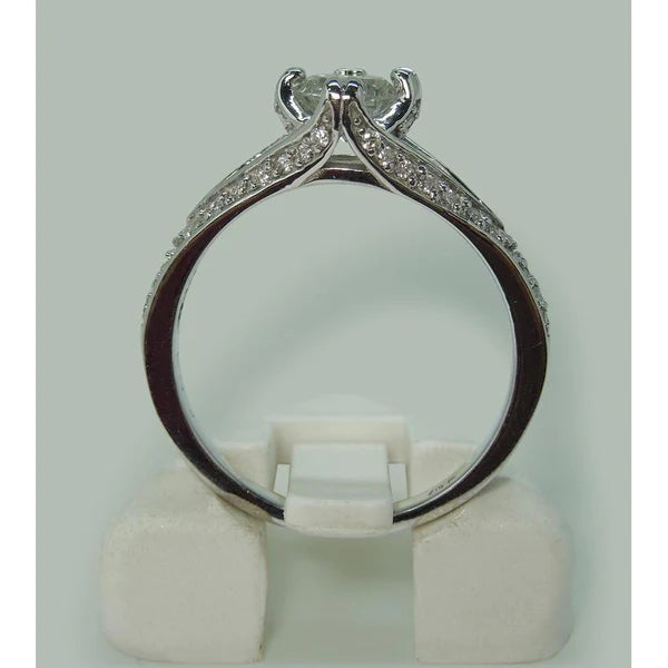 Split Shank Real Diamond Solitaire With Accents Engagement Ring 1.65 Carats