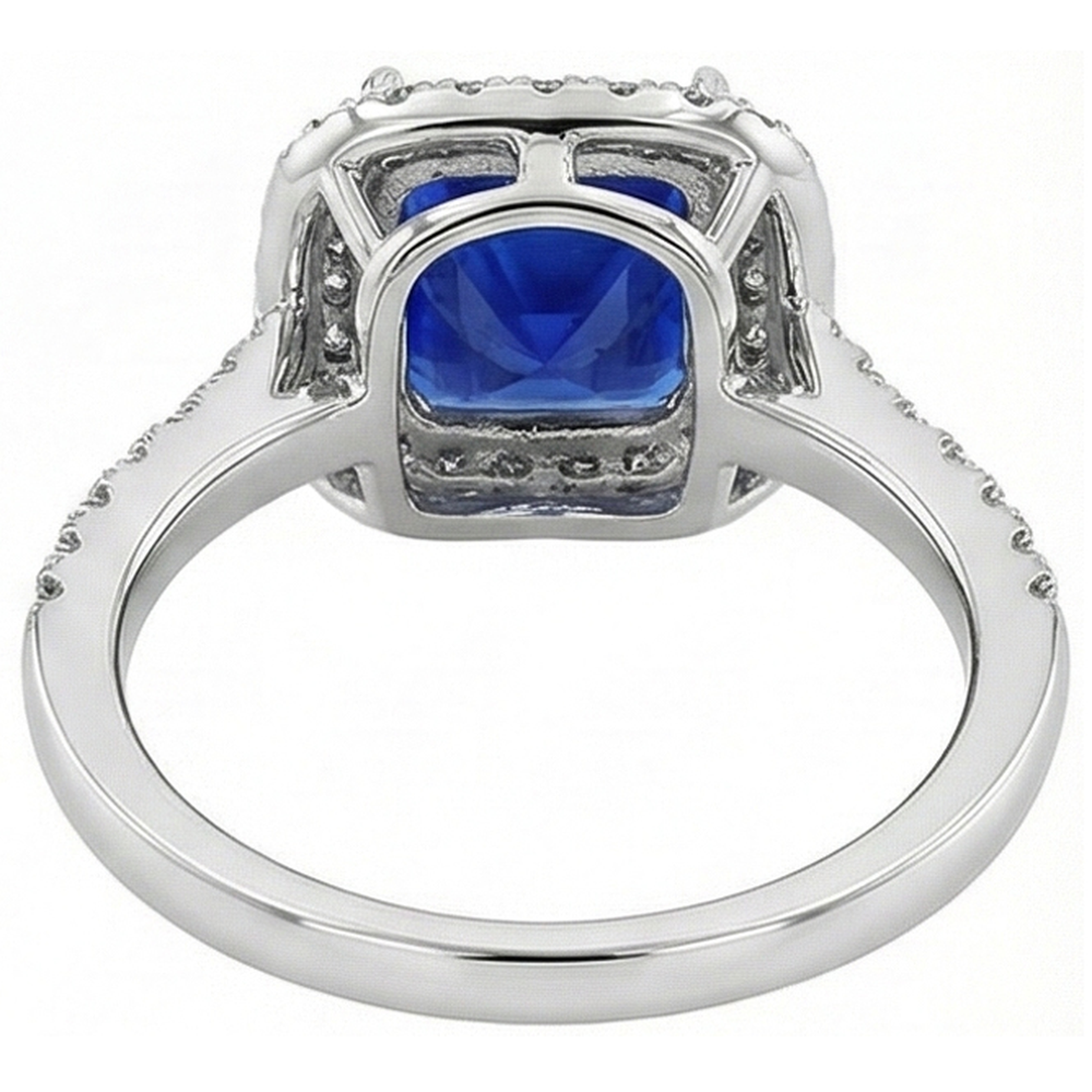 natural round sapphire 4.50ct ring with diamond accents
