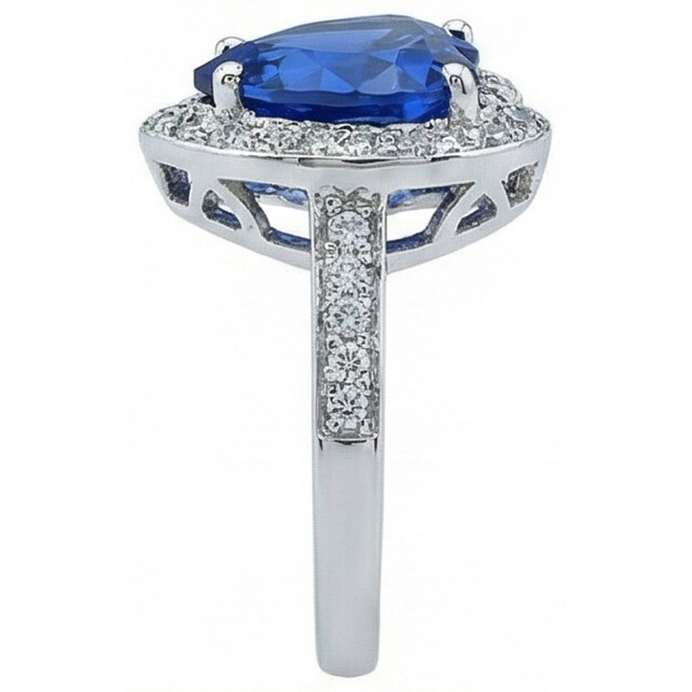 Sri Lanka Blue Sapphire Natural Earth Mined Diamond Ring White Gold 4.5 Ct