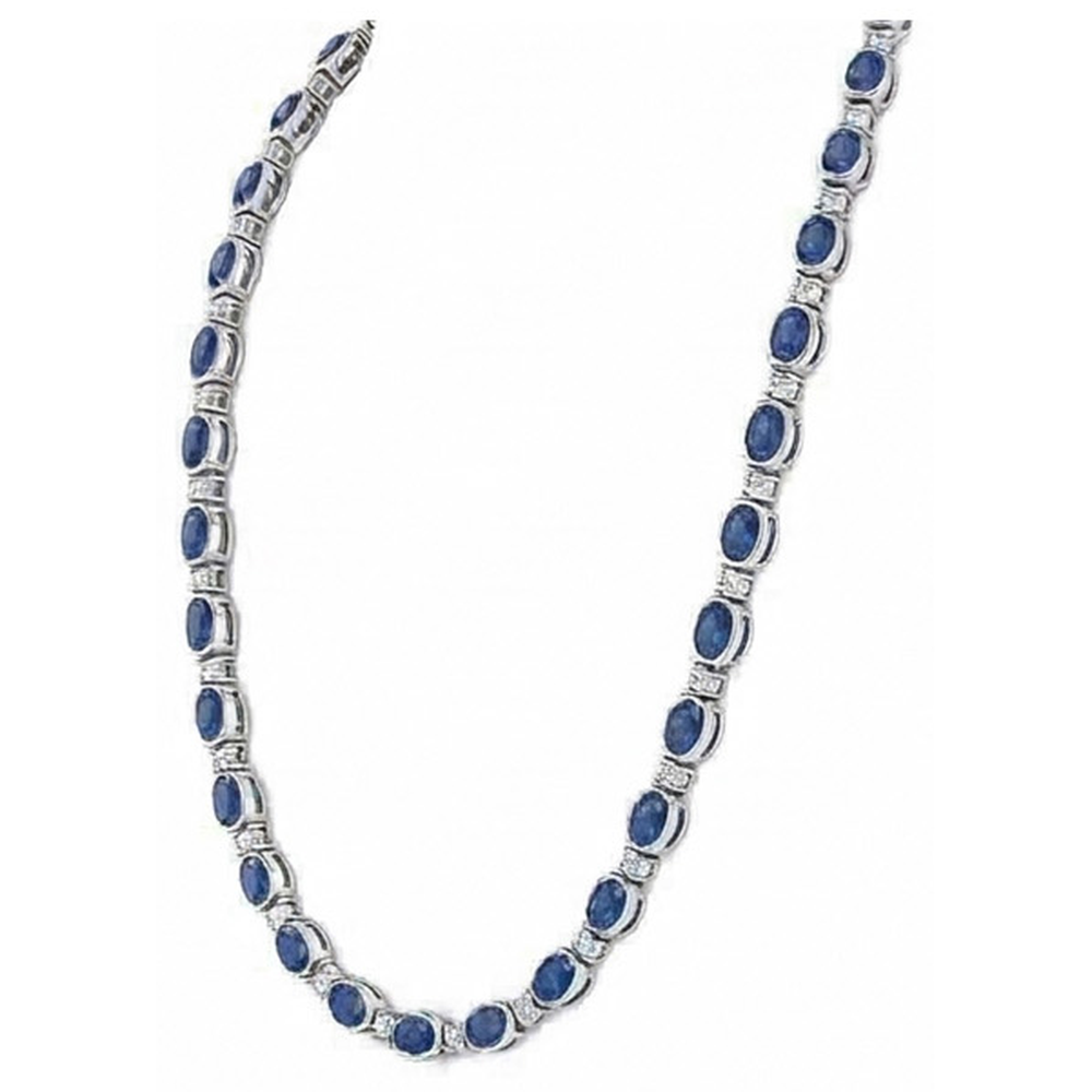 Sri Lanka Blue Sapphire Natural Earth Mined Diamond ( Not Lab Grown ) 40.25 Carats Women Necklace