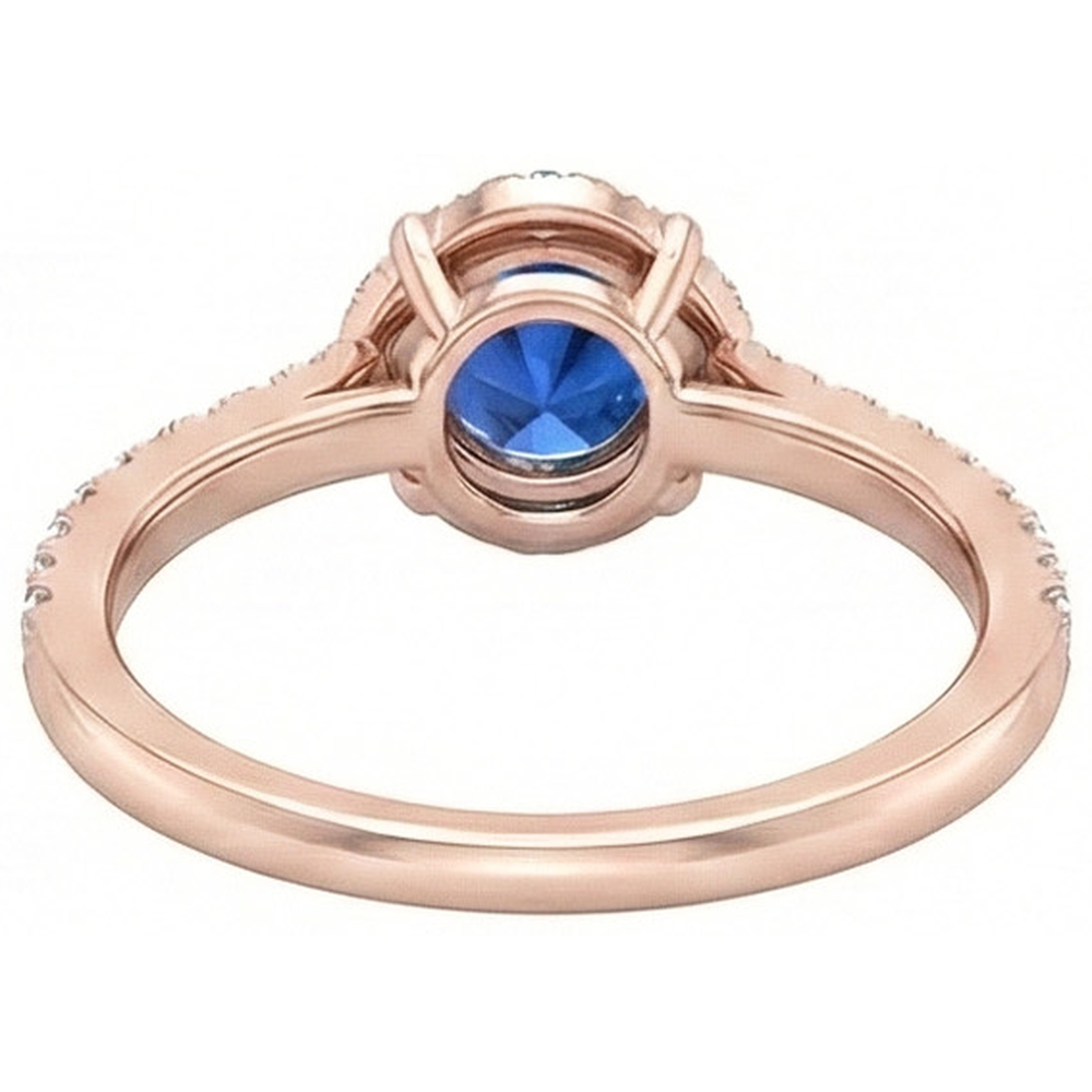 Sri Lanka Sapphire Natural Earth Mined Diamond ( Not Lab Grown )s 3.25 Carats Ring Rose Gold