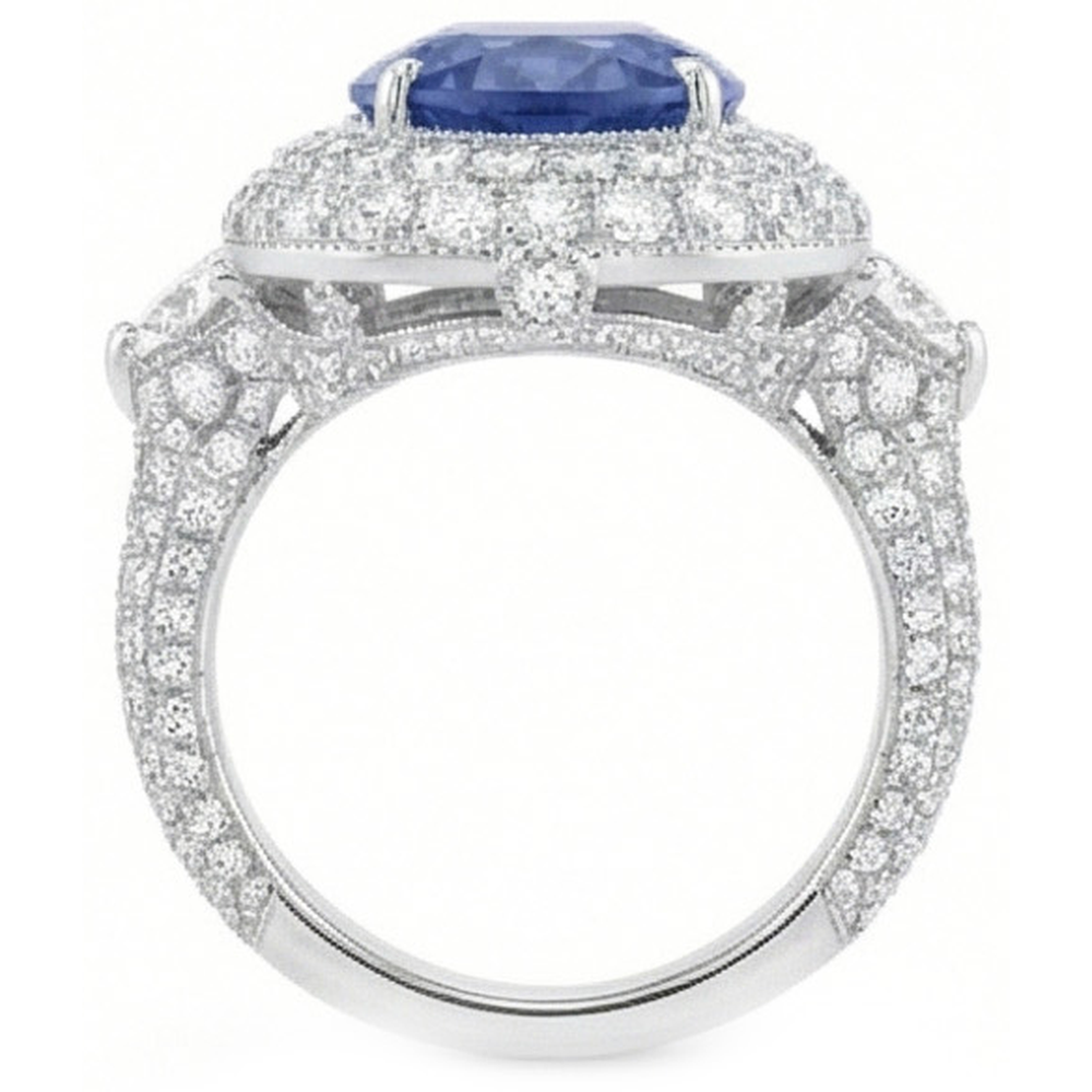 Sri Lankan Sapphire Natural Earth Mined Diamond ( Not Lab Grown )s 6 Carats Wedding Anniversary Ring