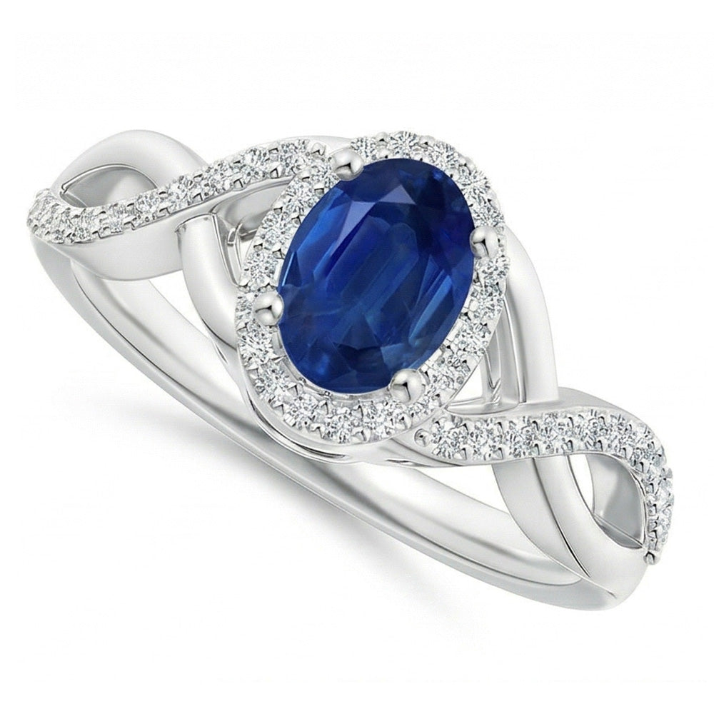 Sri Lankan Sapphire Ring White Gold Round Natural Earth Mined Diamond ( Not Lab Grown ) Jewelry 1.85 Carats