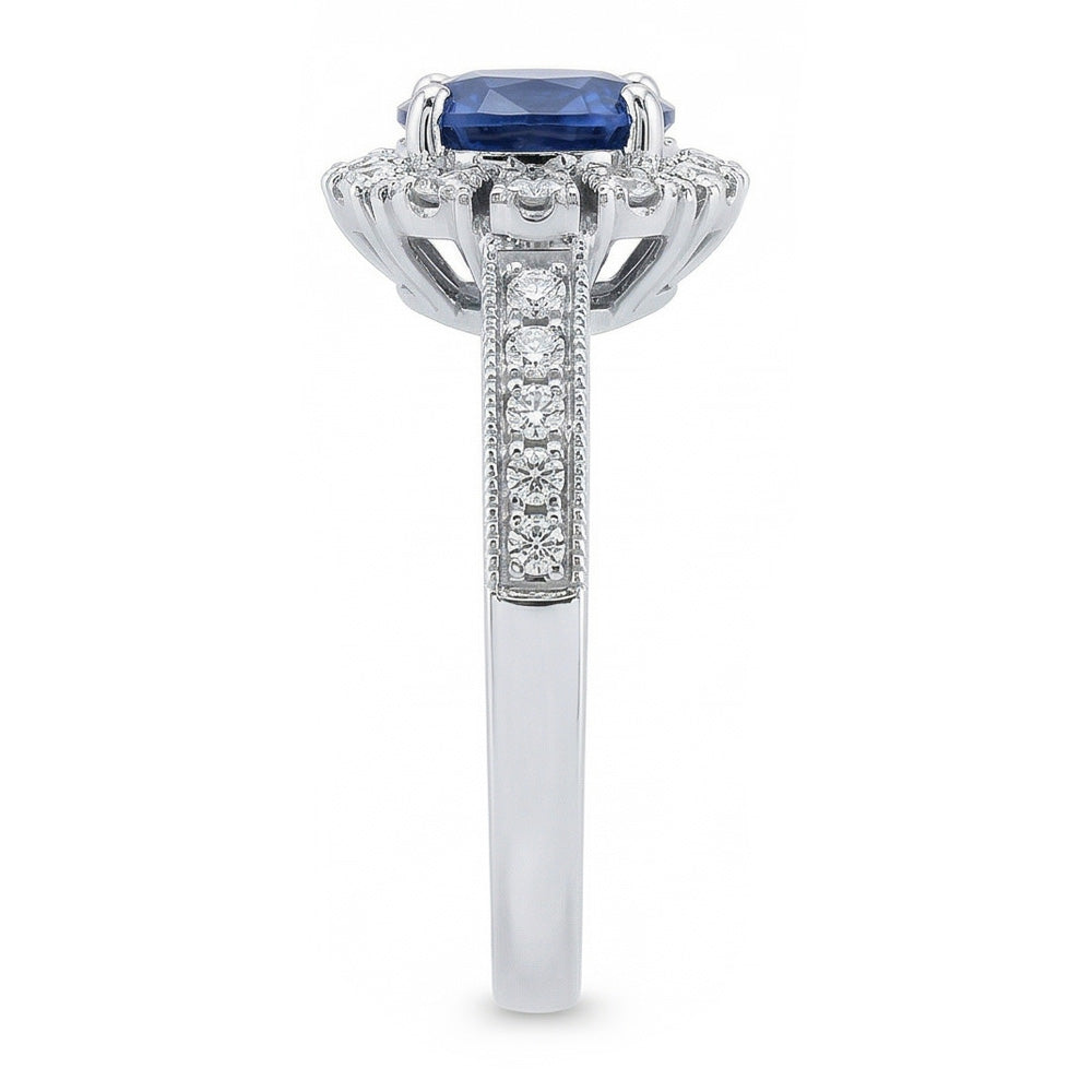 Sri Lankan Sapphire Round Cut Natural Earth Mined Diamond ( Not Lab Grown ) Wedding Ring 3.20 Carats Jewelry