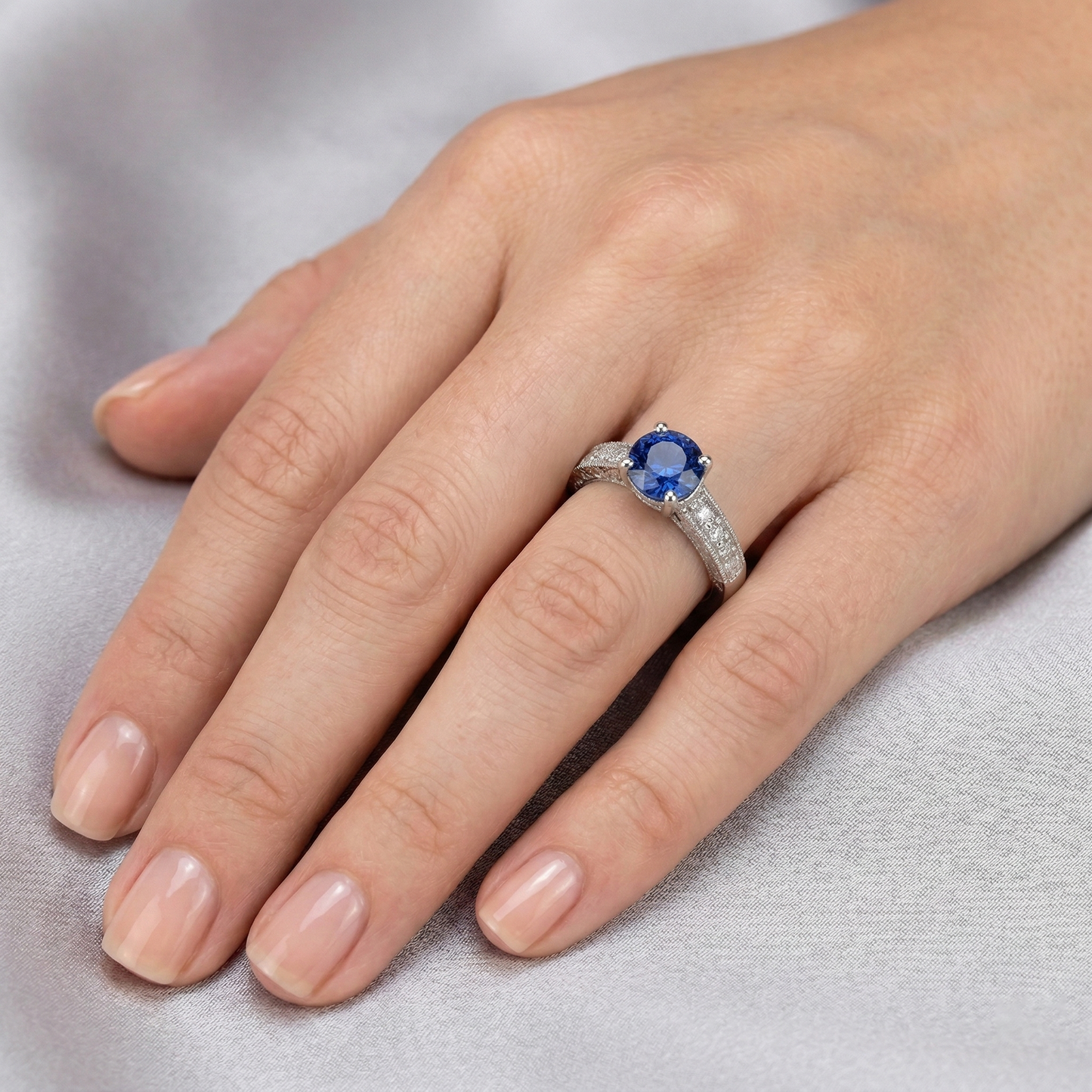 Sri Lanka Blue Gems Natural Earth Mined Diamond ( Not Lab Grown ) Ring
