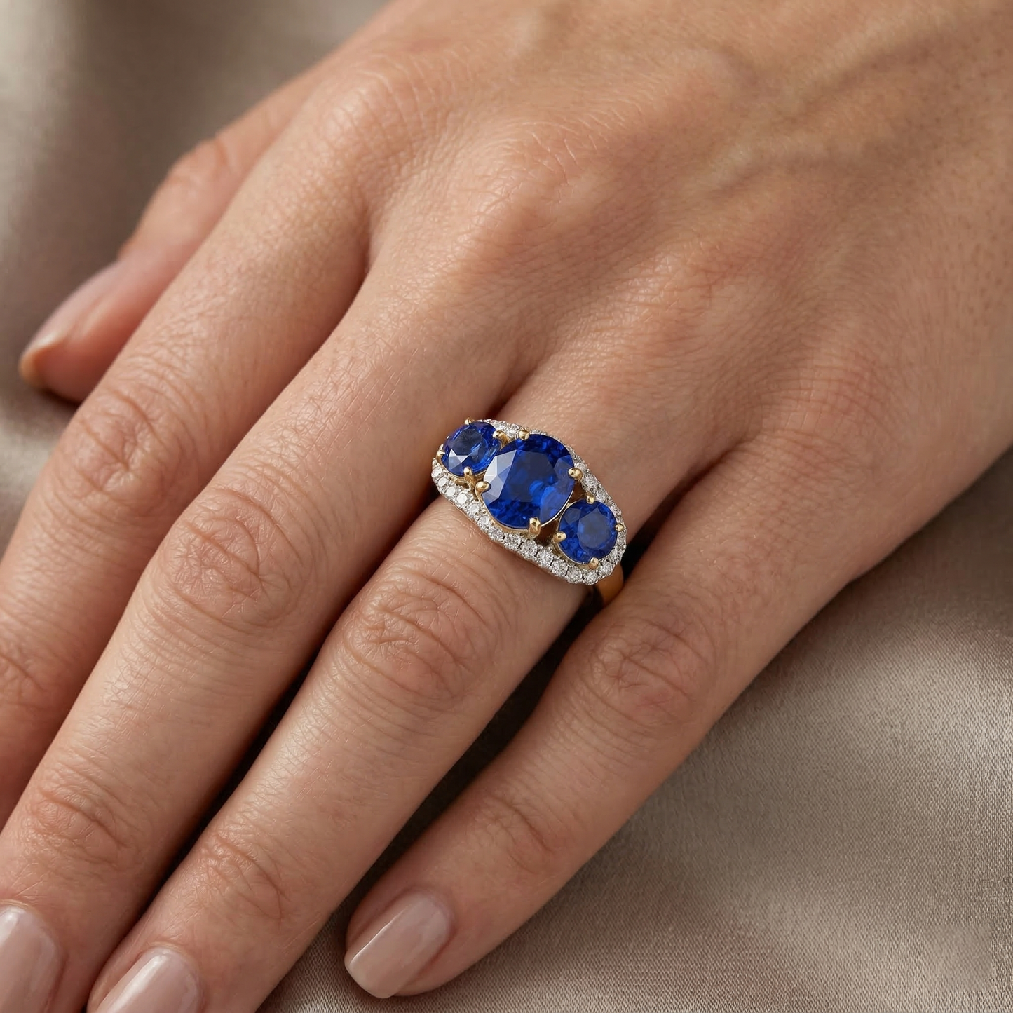 Sri Lanka Blue Sapphire Round Natural Earth Mined Diamond ( Not Lab Grown ) s 6 Ct Ring Jewelry