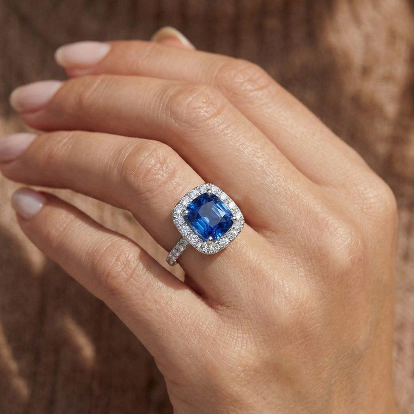 Sri Lanka Sapphire Natural Earth Mined Diamond ( Not Lab Grown ) s Ring Gold White 14K 3.35 Carats