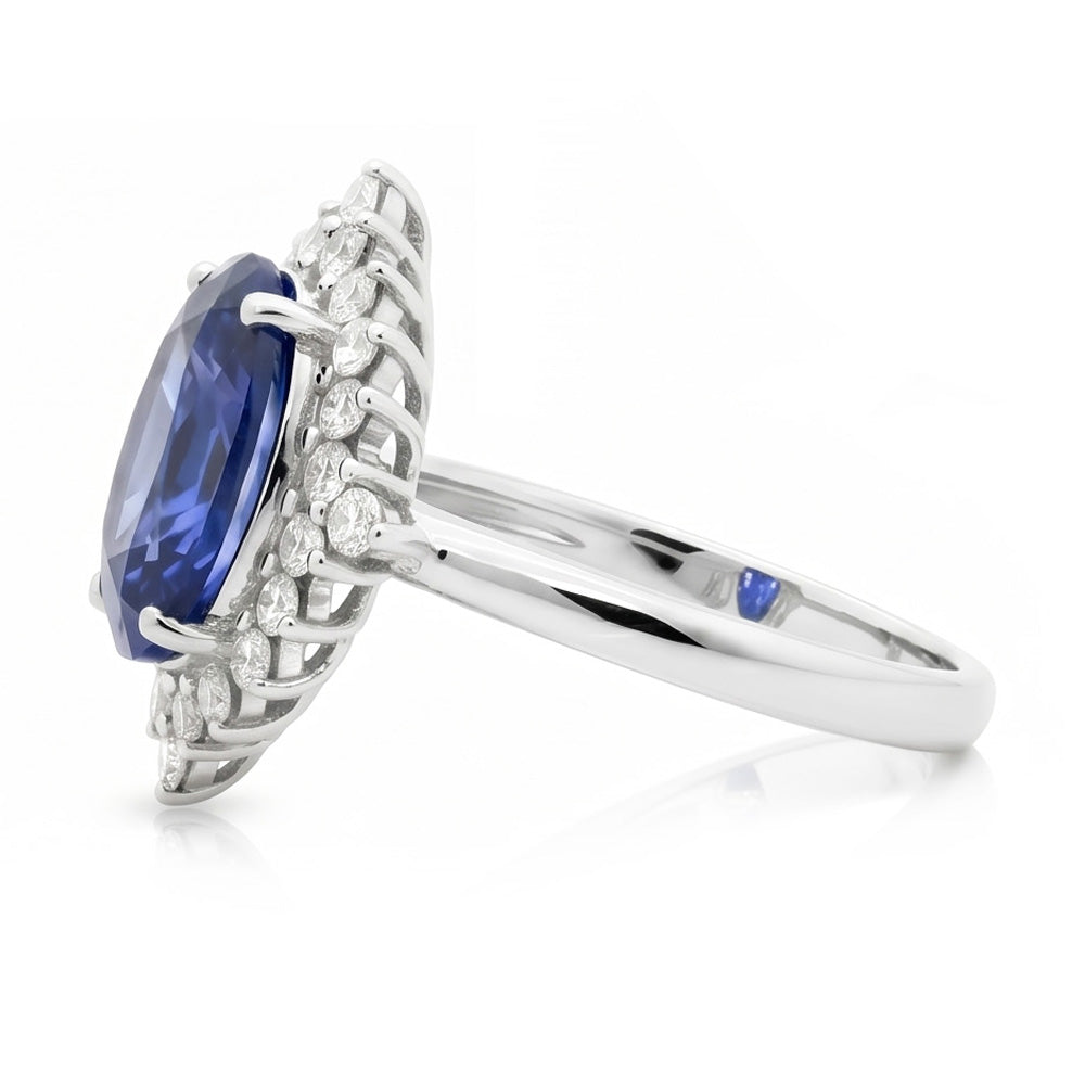 Sri Lanka Sapphire Oval Natural Earth Mined Diamond ( Not Lab Grown ) Ring 8.50 Carats Gemstone Jewelry