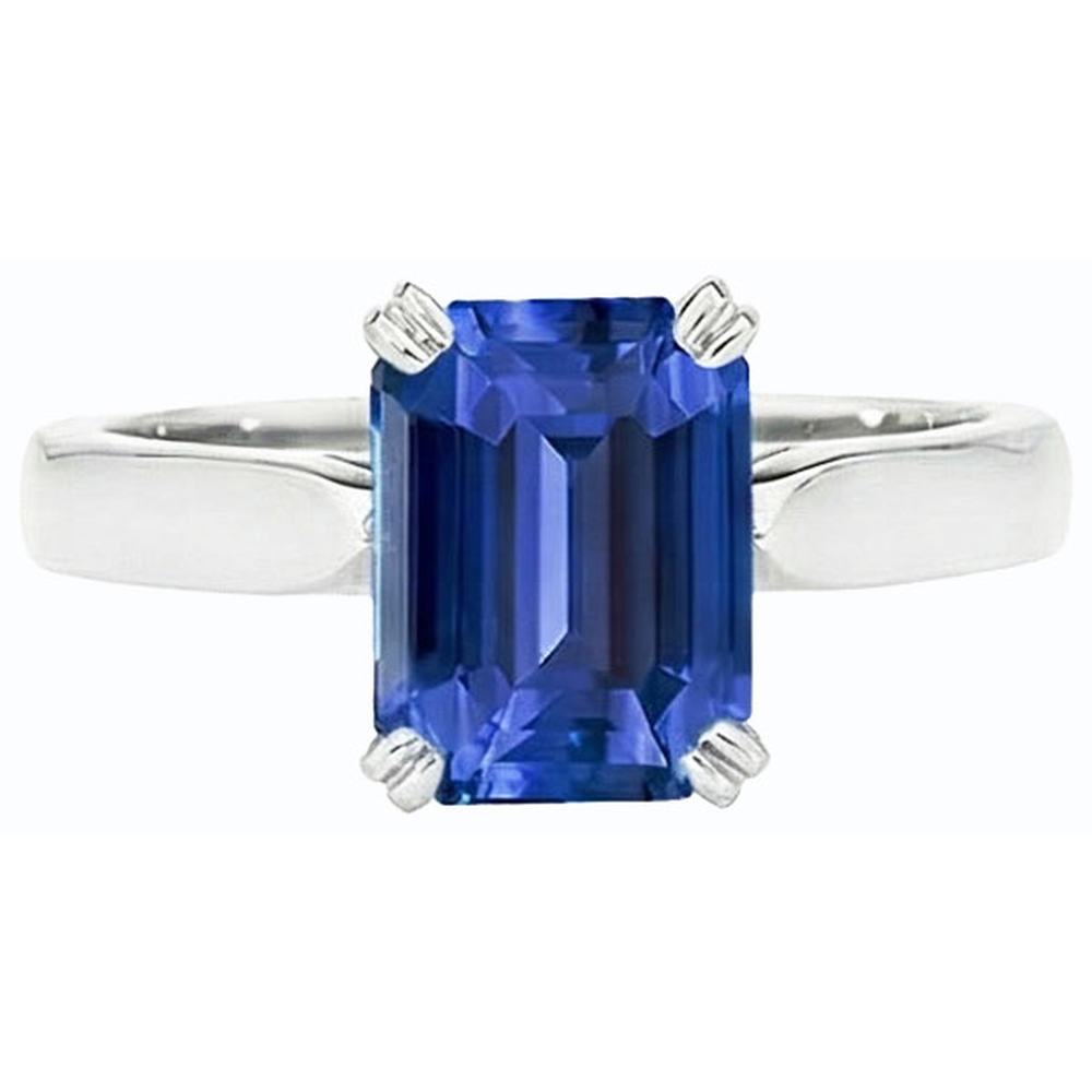natural emerald sapphire 2.50ct ring on white background
