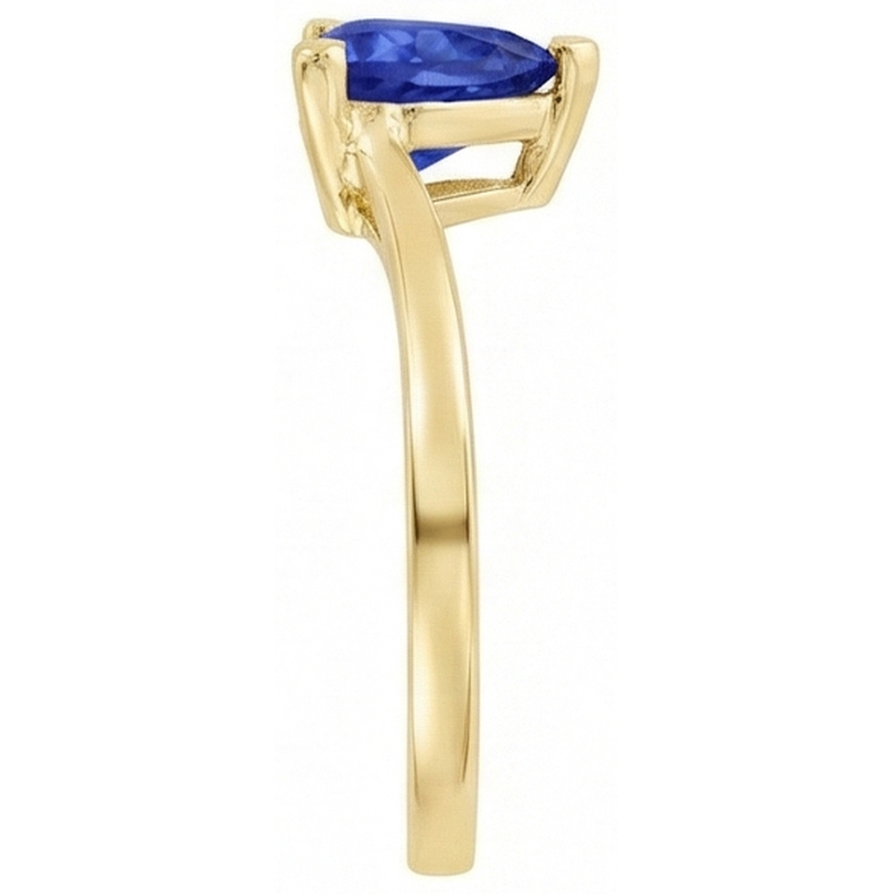 Srilanka Sapphire Solitaire Trillion Shaped Ring 1 Carat Yellow Gold