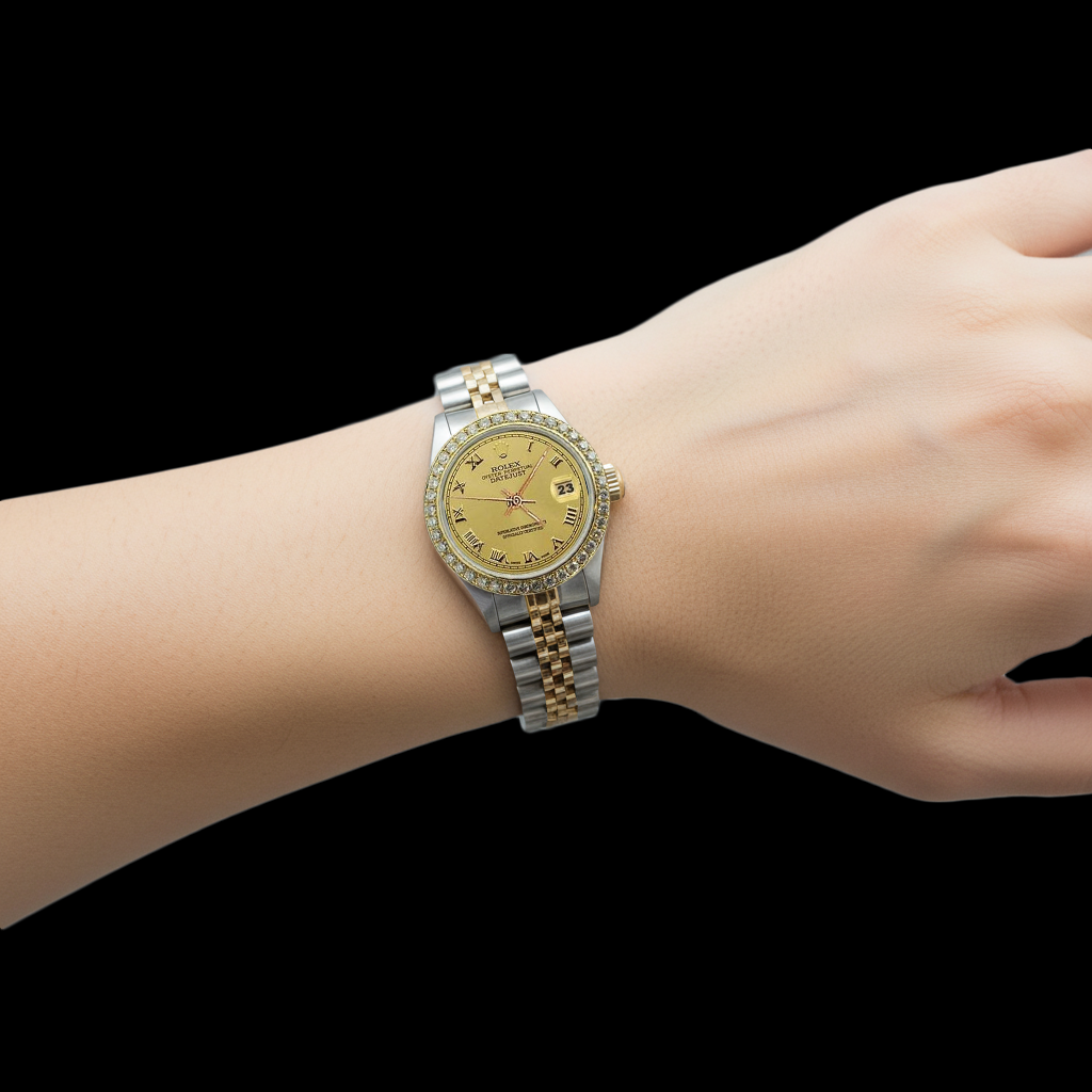 Ss & Gold Roman Dial Women Watch Rolex Datejust Jubilee P2