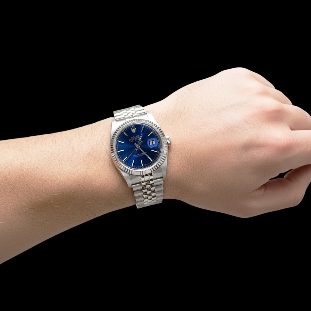 Ss Jubilee Bracelet Blue Stik Rolex Men Watch Fluted Bezel QUICK SET