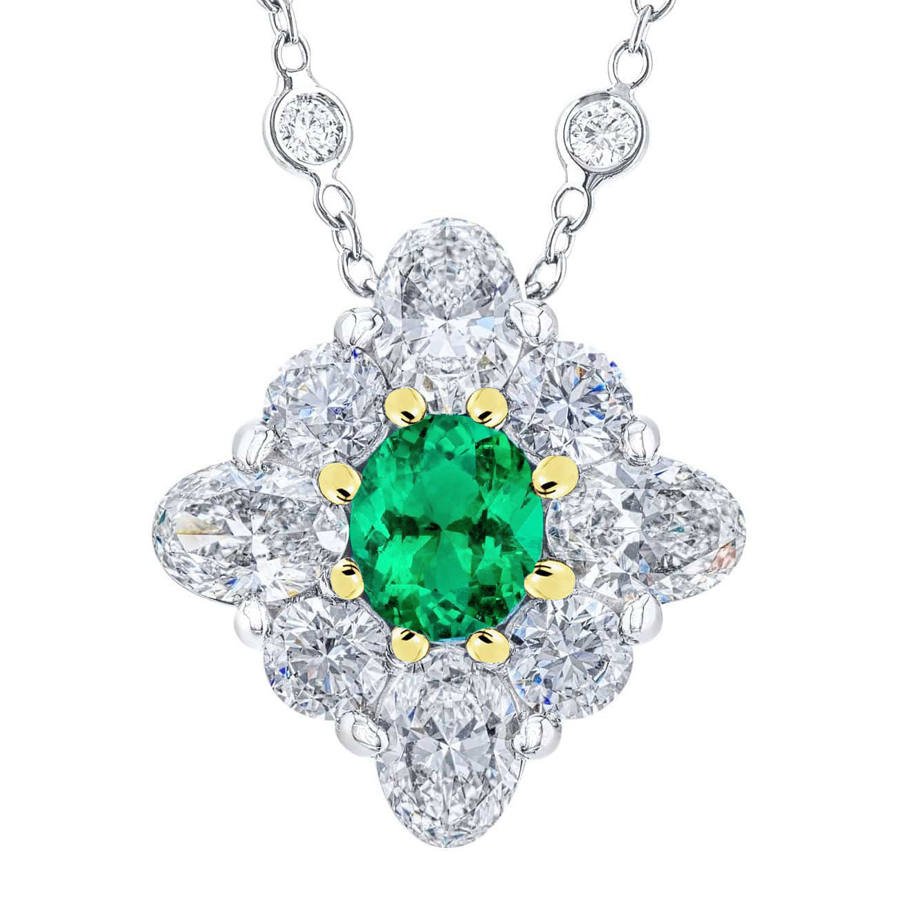 Fine Emerald Gemstone Pendant 3-ct Two-Tone 14K Gold – main view