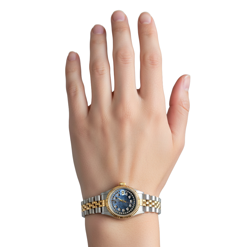 String Diamond Dial Datejust Rolex Ladies Watch Ss & Gold P3